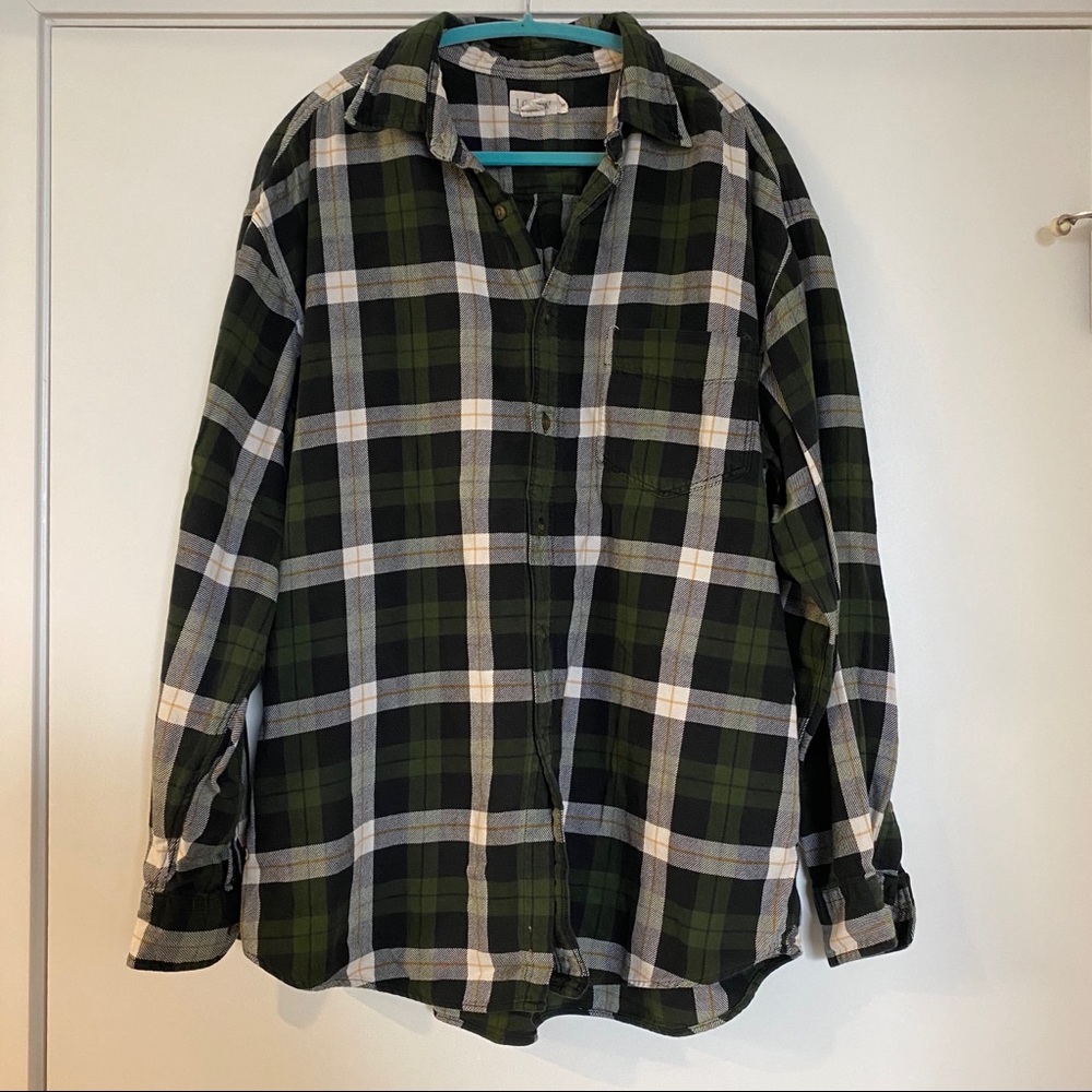 J Crew Green Flannel, Size Extra Large